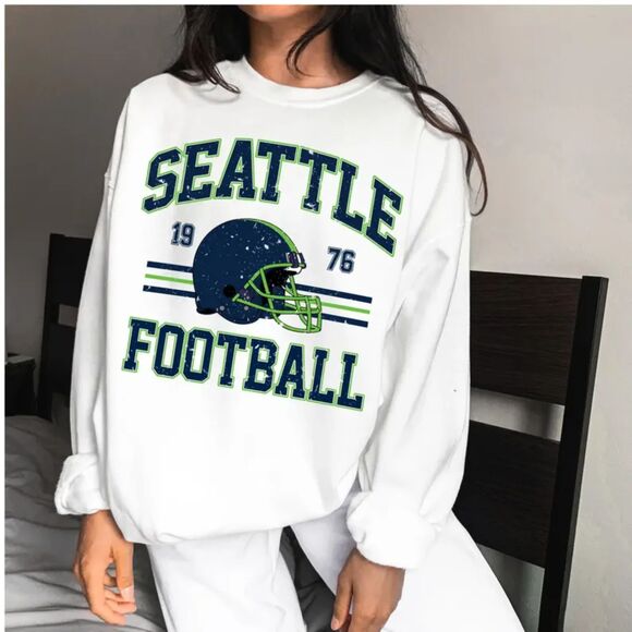 Seattle Seahawks Football NEW white crewneck sweatshirt - Picture 1 of 1